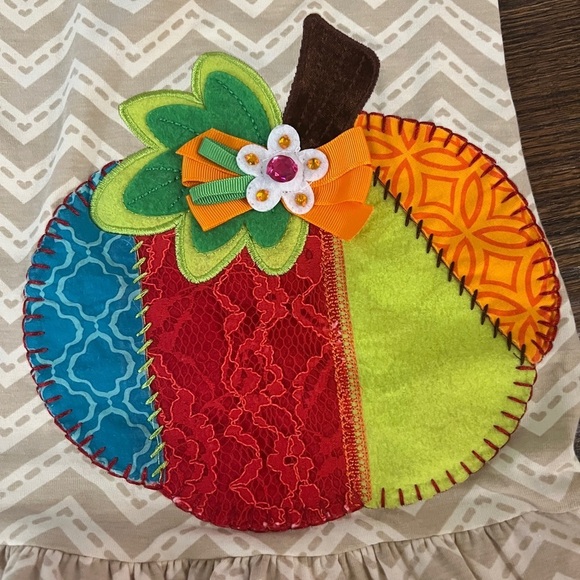 Rare Editions Pumpkin Zig Zag pattern girls dress size 6 - Picture 3 of 6